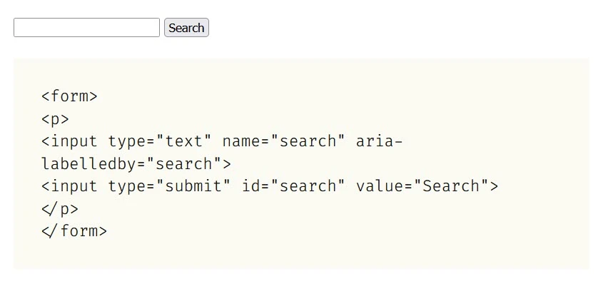 code for aria-labelledby search form